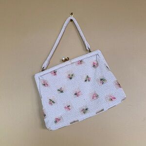 Vintage Lumured beaded pearl handbag 60s - 0021FH